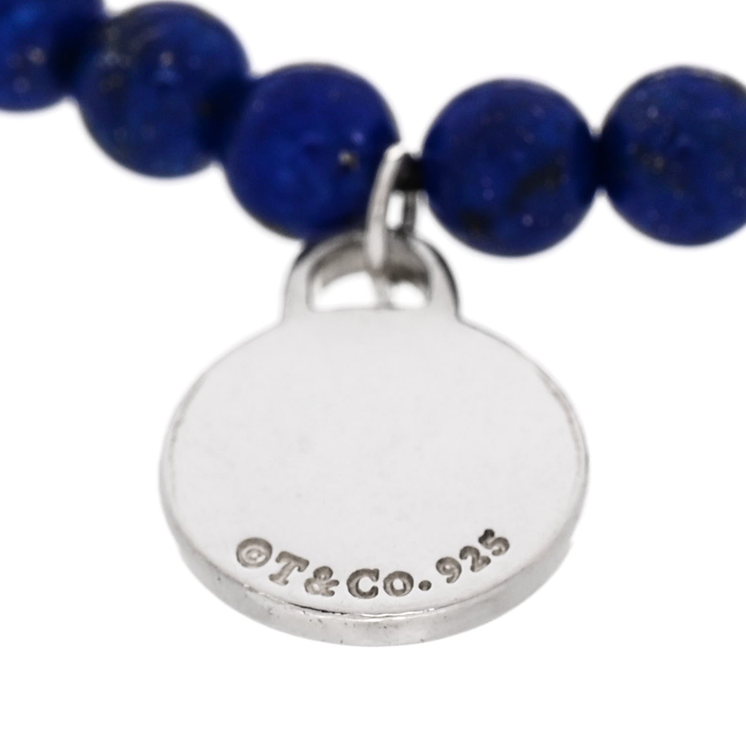 Tiffany Sterling Silver Lapis Lazuli Round Tag Bead Bracelet 4 of 4