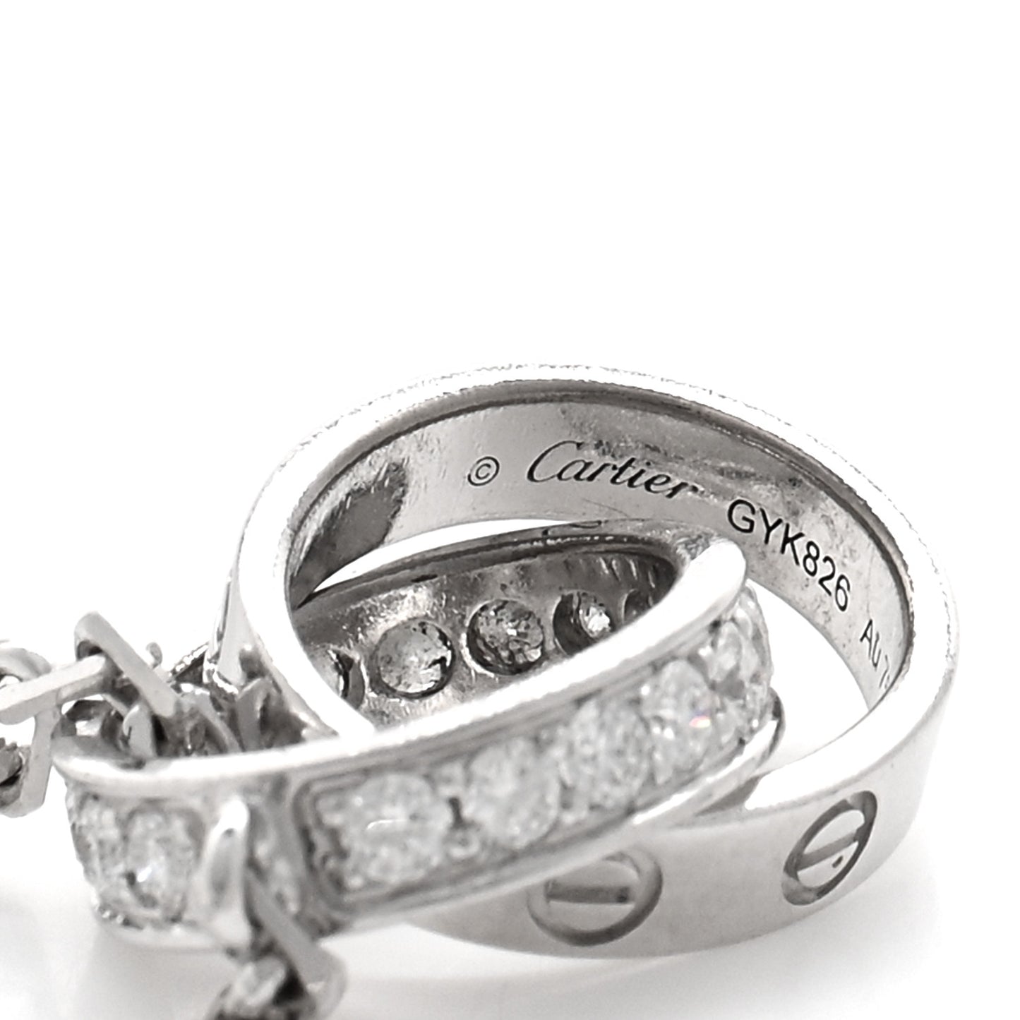 18K White Gold Diamond Interlocking LOVE Necklace