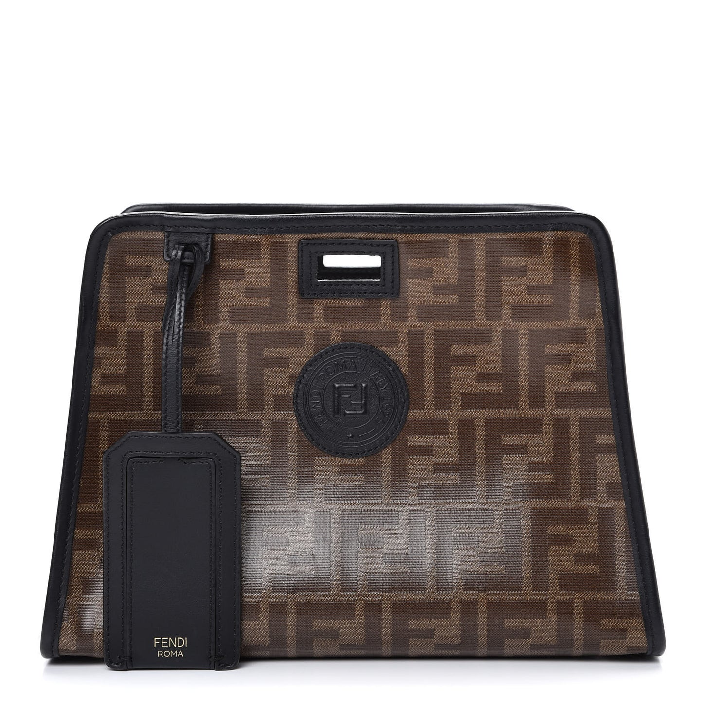 Glazed Fabric Vitello Century FF 1974 Stamp Patch Mini Peekaboo Defender Cover Mogano Panna Black