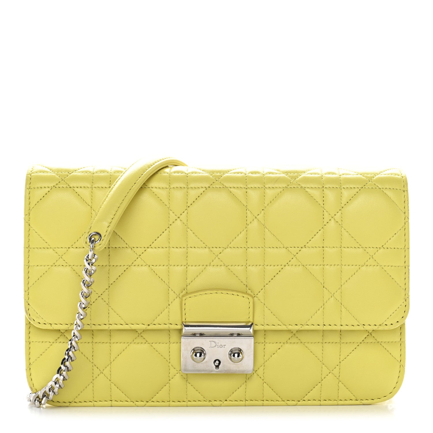 Christian Dior Lambskin Cannage Miss Dior Promenade Pouch Citron 1 of 13