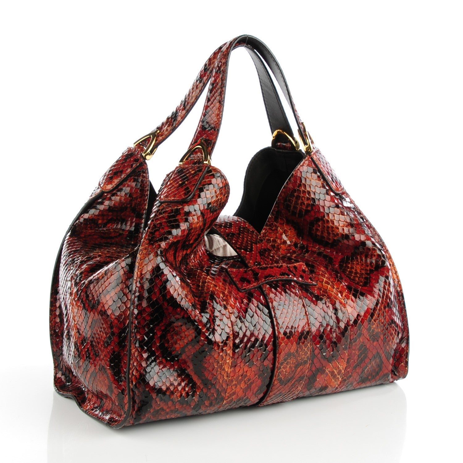 Gucci Python Large Soft Stirrup Shoulder Bag Red 3 of 7