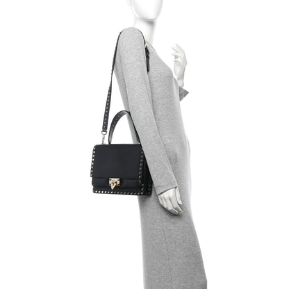 Valentino Garavani Vitello Rockstud Top Handle Shoulder Bag Black 2 of 10