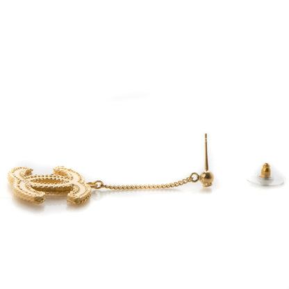 Chanel CC Drop Earrings Matte Gold 3 of 5