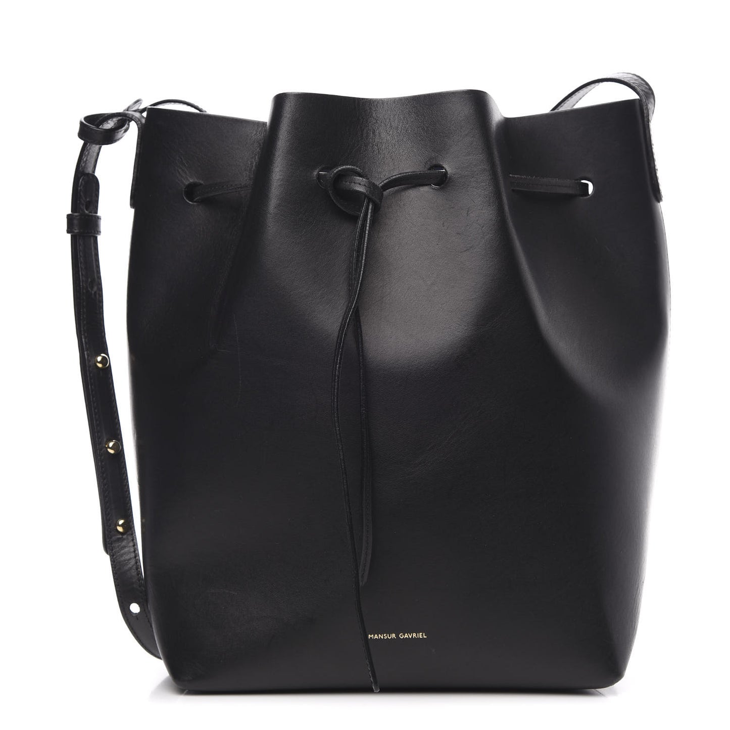 Vegetable Tanned Calfskin Bucket Bag Black Blu