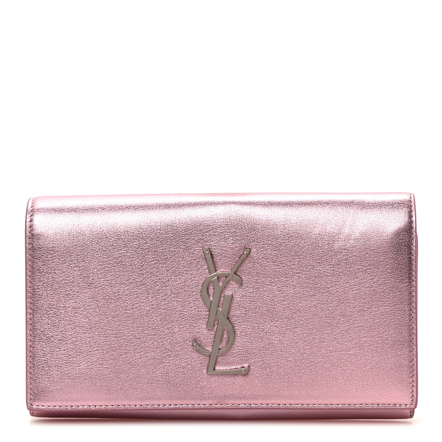 Saint Laurent Metallic Calfskin Classic Monogram Cassandre Wallet New Azalea 1 of 6