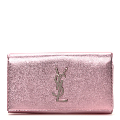Saint Laurent Metallic Calfskin Classic Monogram Cassandre Wallet New Azalea 1 of 6