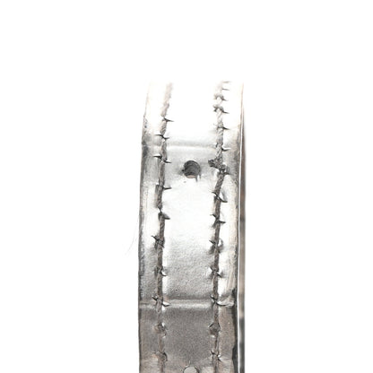 Balenciaga Metallic Calfskin Crocodile Embossed Hourglass Top Handle Bag XS Silver 25 of 27