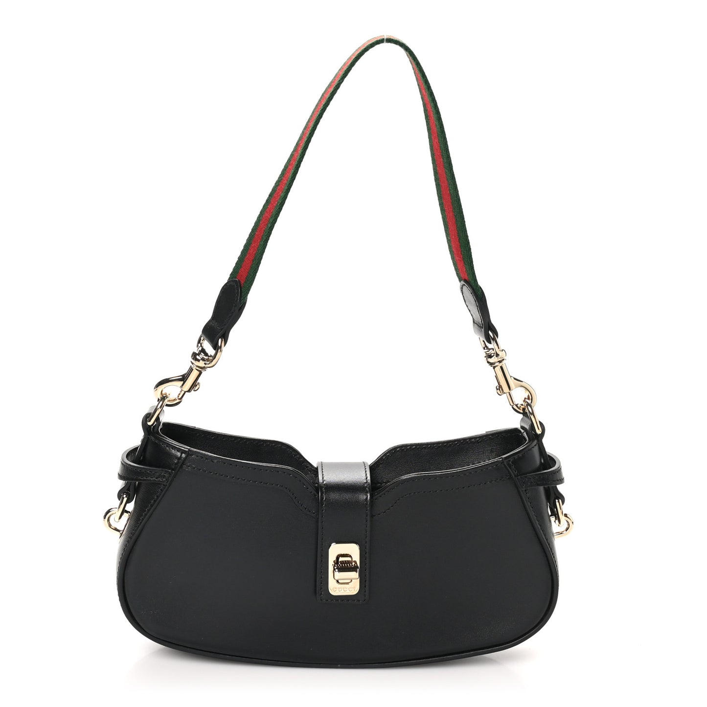 Calfskin Mini Moon Side Shoulder Bag Black