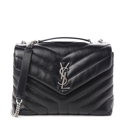 Saint Laurent Calfskin Y Quilted Monogram Small Loulou Chain Satchel Black 1 of 10