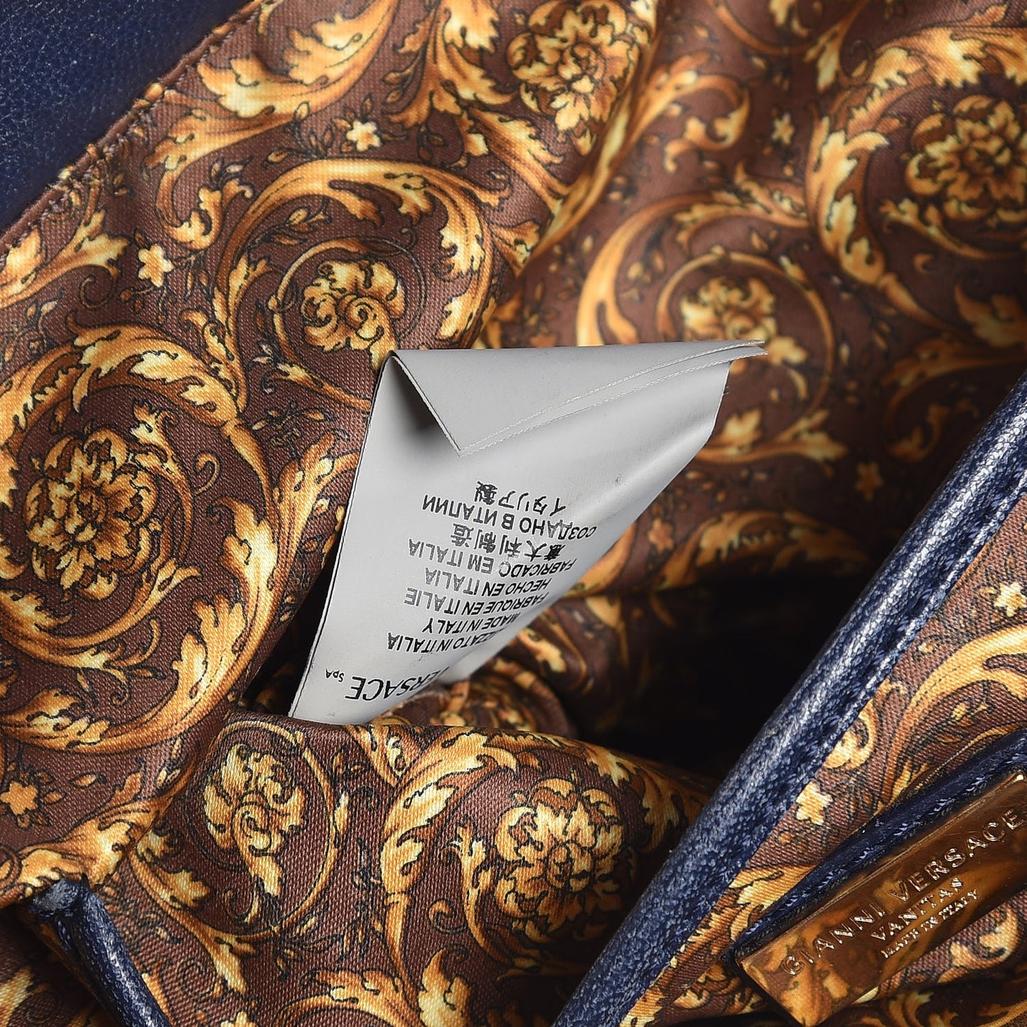 Barocco Quilted Nappa Elettra Vanitas Tote Navy