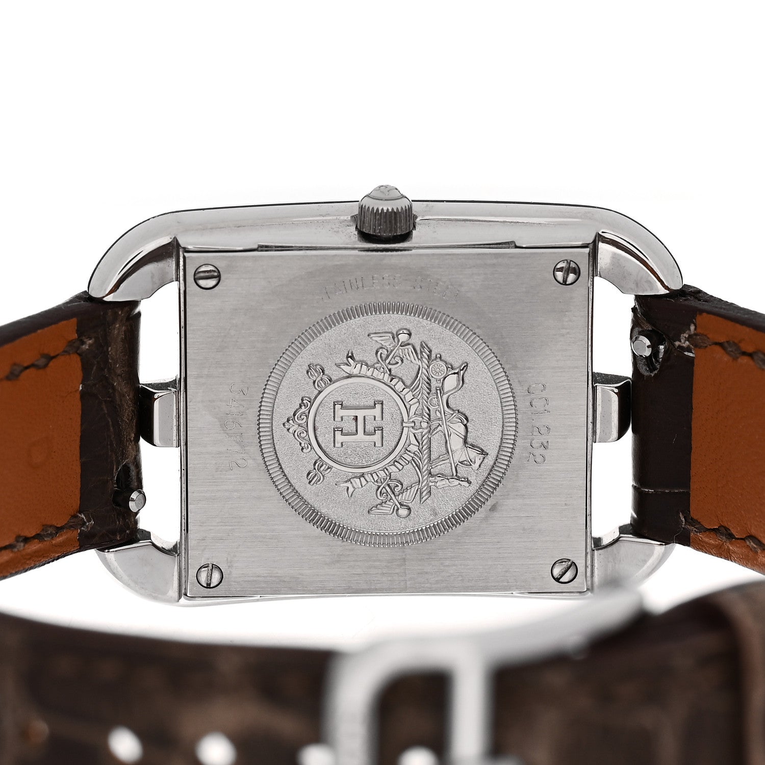 Hermes Stainless Steel Alligator Diamond Bezel Mother of Pearl 23mm Cape Cod Quartz Watch Gris Elephant 4 of 5