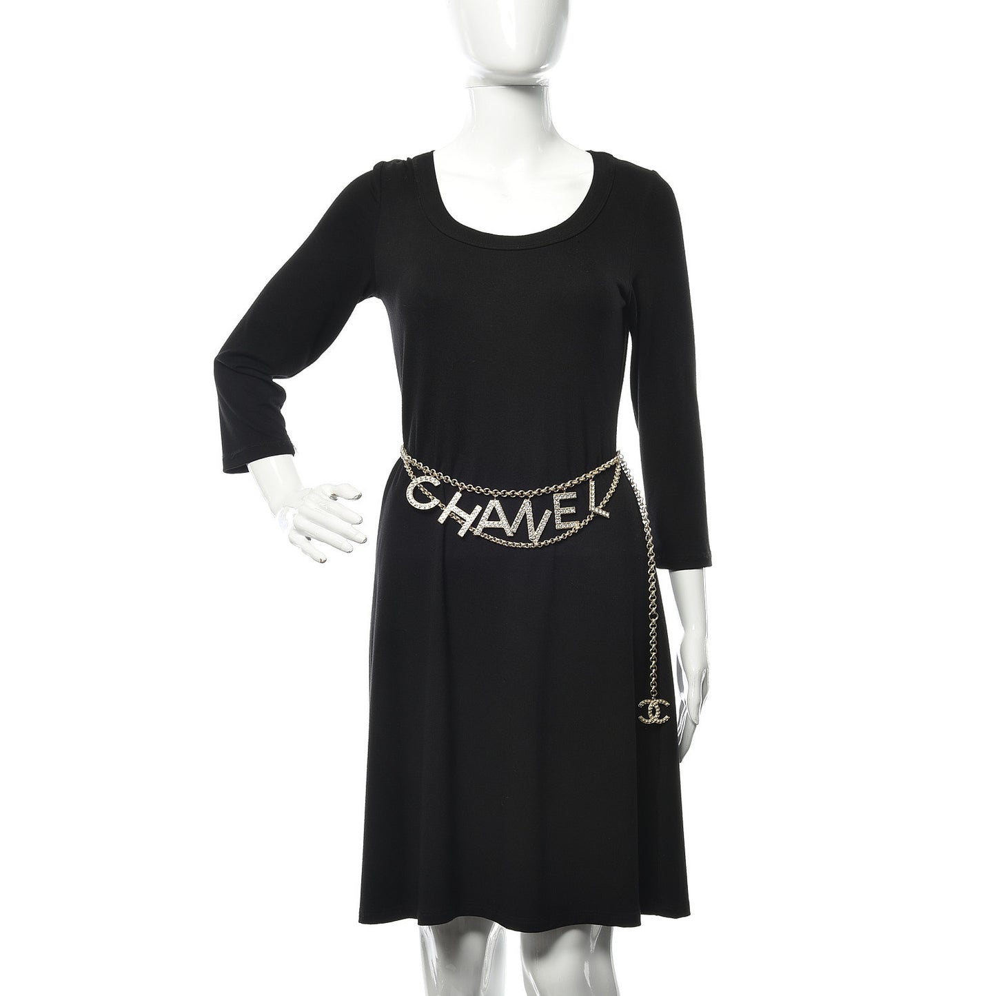 Metal Crystal 90's Icon Logo Chain Belt Gold
