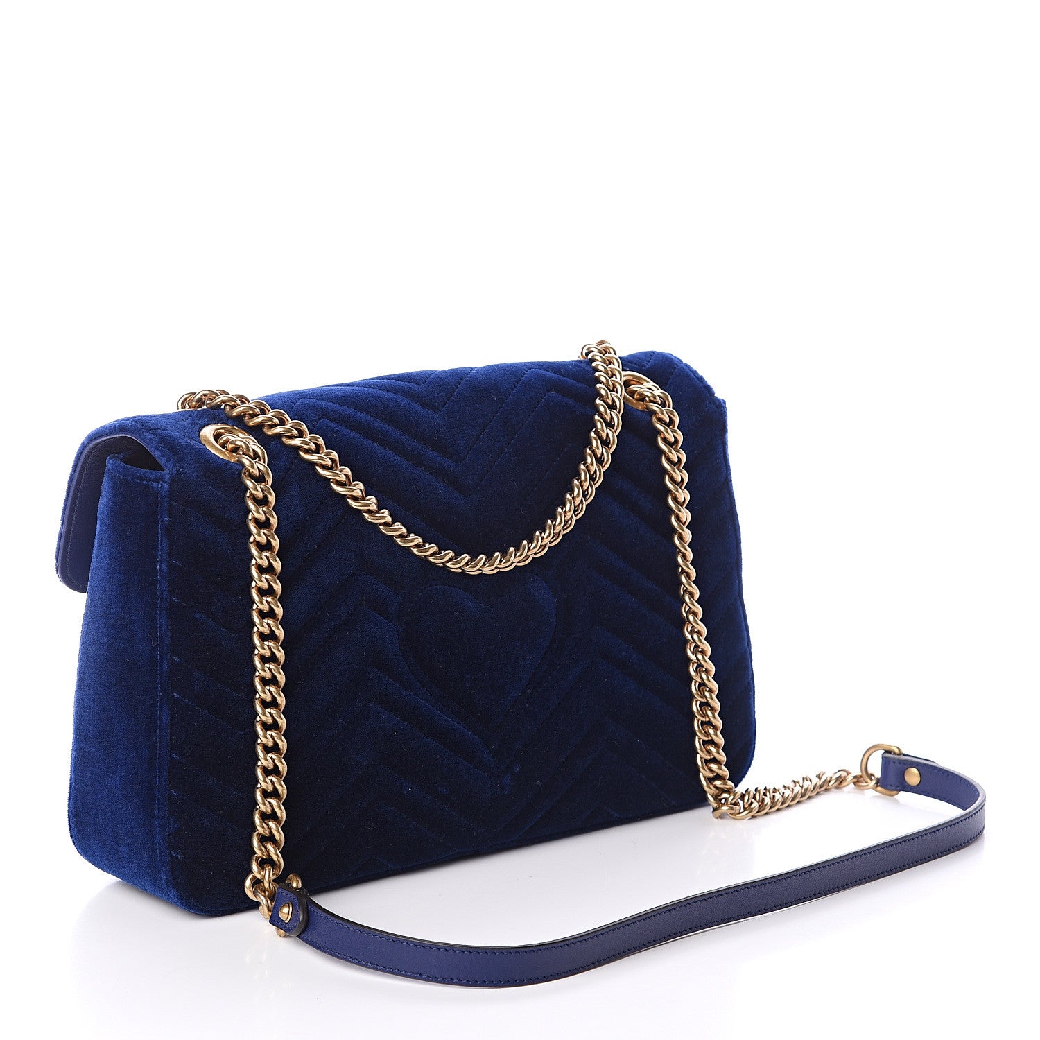 Gucci Velvet Matelasse Medium GG Marmont Shoulder Bag Cobalt Blue 2 of 8