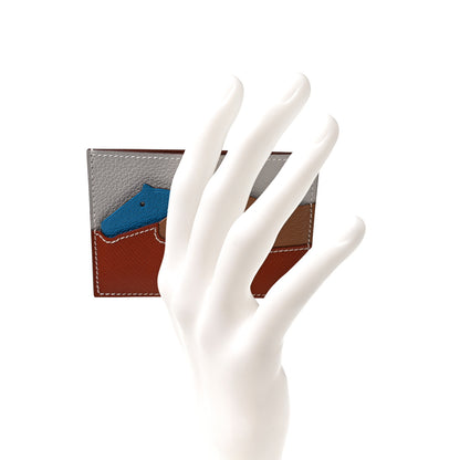 Hermes Epsom Evercolor Chevre Mysore Les Petits Chevaux Card Holder Brique Quebracho Bleu Frida Gris Perle 2 of 8