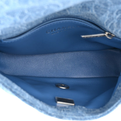 Chanel Denim Quilted Camellia Sweetheart Mini Flap Blue 5 of 10