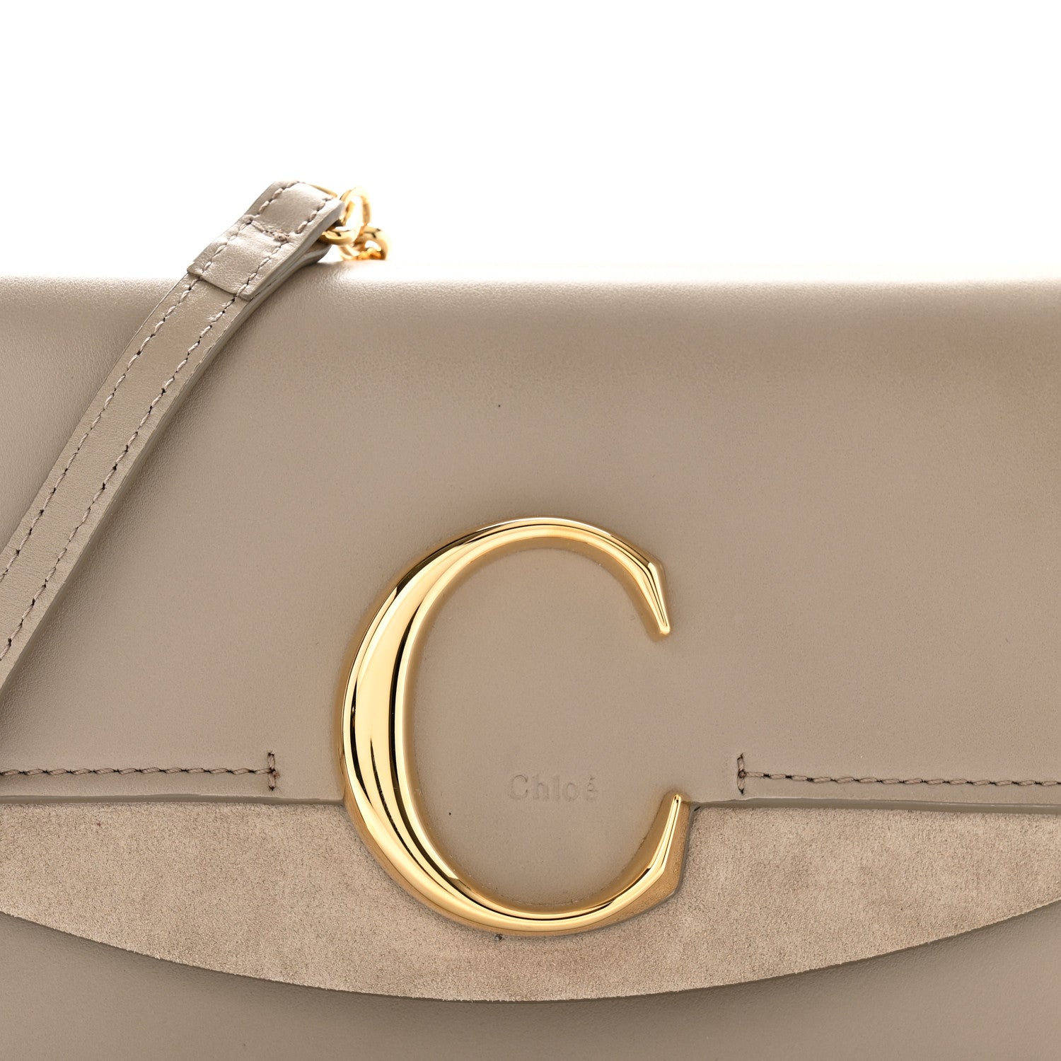 Chloe Calfskin Suede C Clutch With Chain Motty Grey 8 of 10