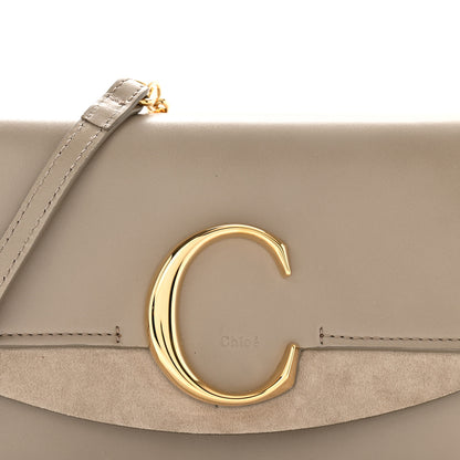 Chloe Calfskin Suede C Clutch With Chain Motty Grey 8 of 10