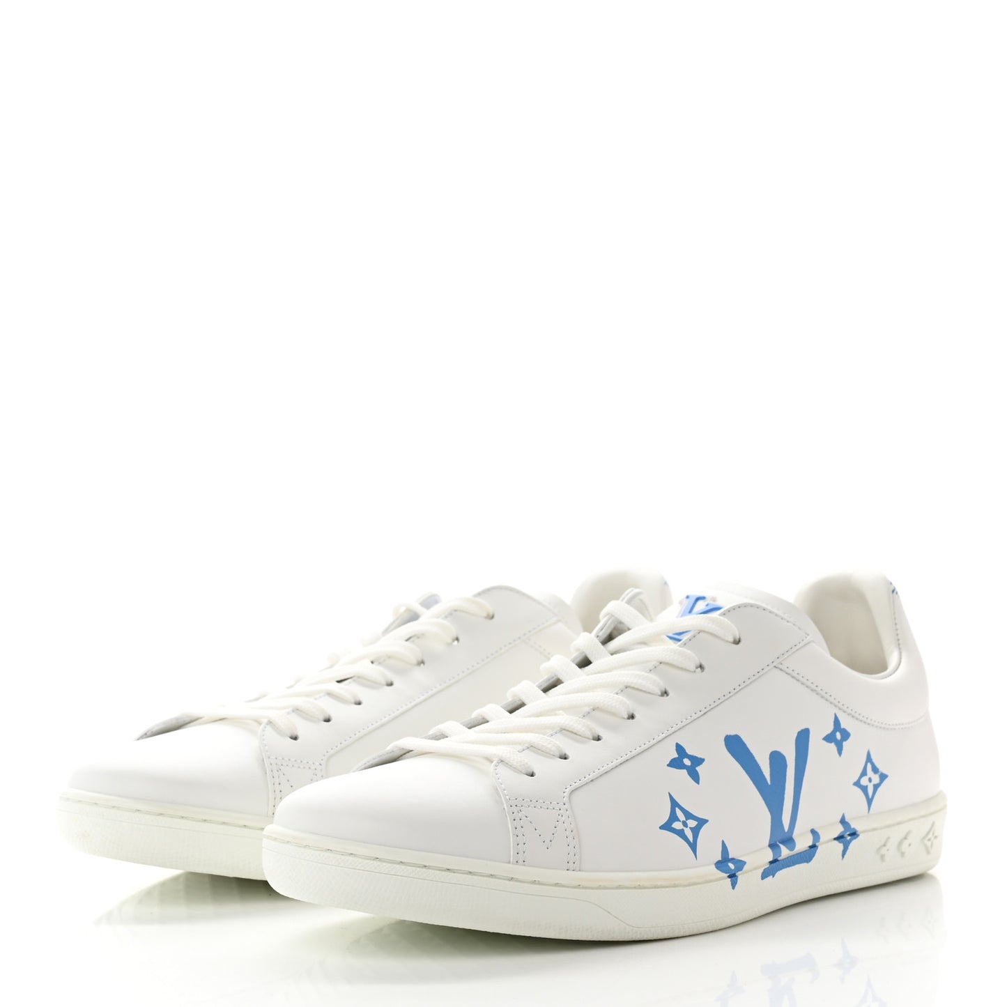 Calfskin Luxembourg Samothrace Mens Sneakers 9 White Blue