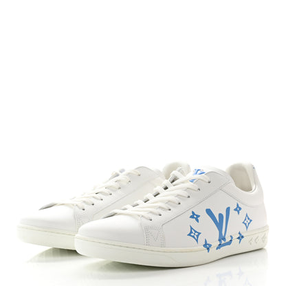 Louis Vuitton Calfskin Luxembourg Samothrace Mens Sneakers 9 White Blue 3 of 9