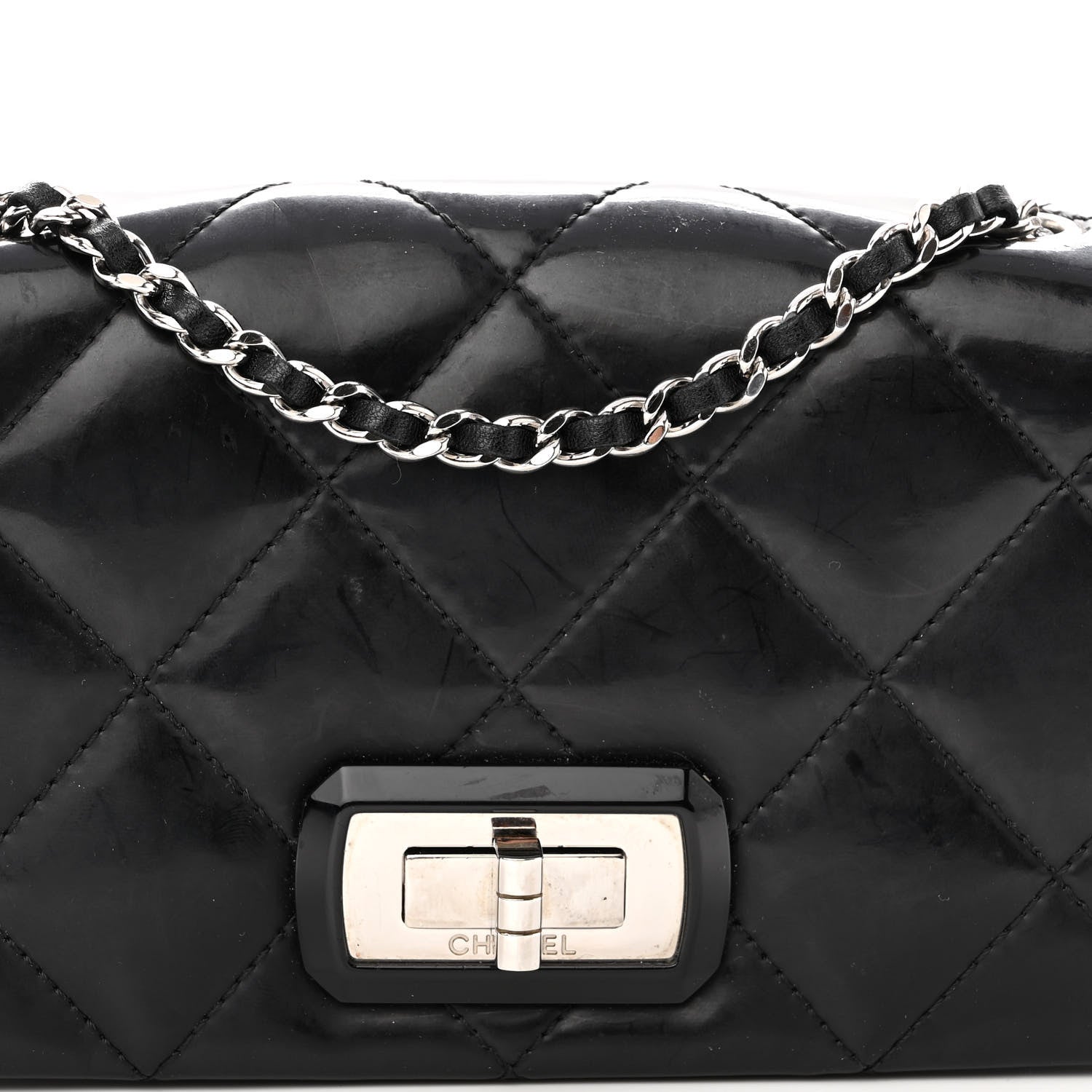 Chanel Patent Quilted Mademoiselle East West Flap Black 8 of 15