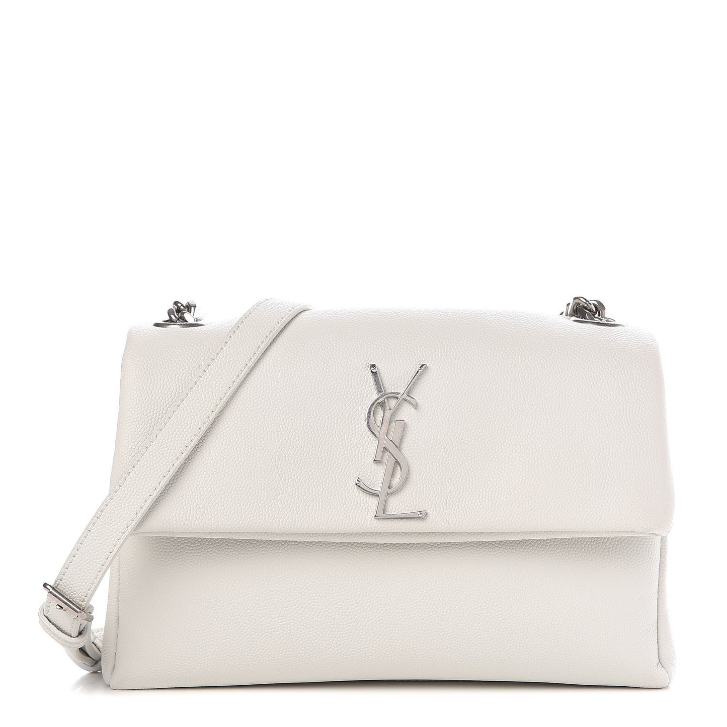 Grain De Poudre Small West Hollywood Monogram Fold-Over Bag Pearl White