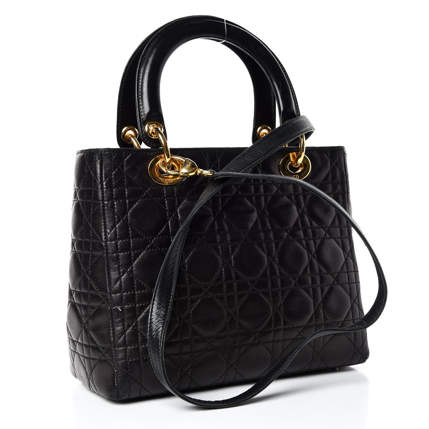 Christian Dior Lambskin Cannage Medium Lady Dior Black 3 of 18