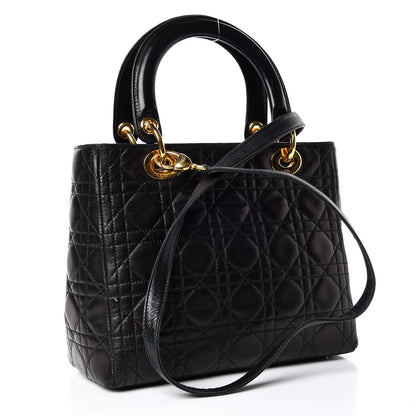 Christian Dior Lambskin Cannage Medium Lady Dior Black 3 of 18