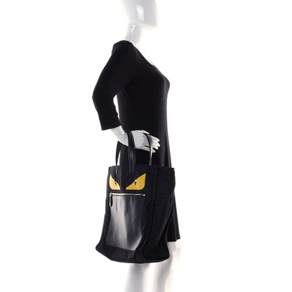 Fendi Nylon Vitello Century Dolce Monster Eyes Tote Black Sunflower 2 of 17