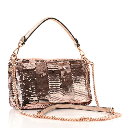 Fendi Sequin Metallic Nappa Pequin Mini Baguette Rame 3 of 13