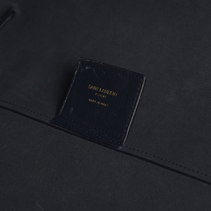 Saint Laurent Calfskin Large Shopping Tote Deep Marine 7 of 9