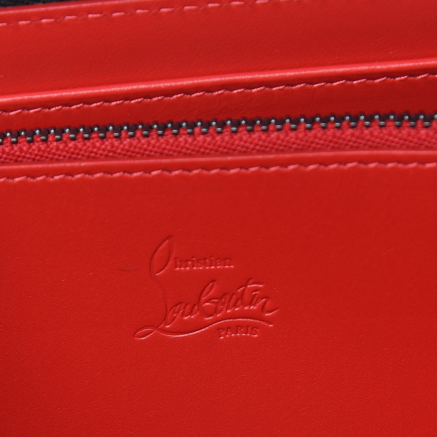 Christian Louboutin Calfskin Ecusson Panettone Zip Around Wallet Cafe 6 of 7