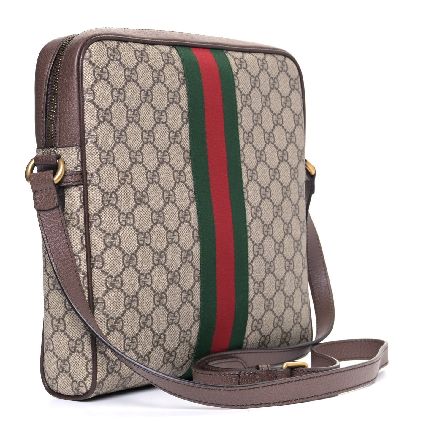 GG Supreme Monogram Web Medium Ophidia Messenger Bag Brown