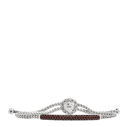 John Hardy Sterling Silver Garnet Pull Through Station Bracelet 1 of 4