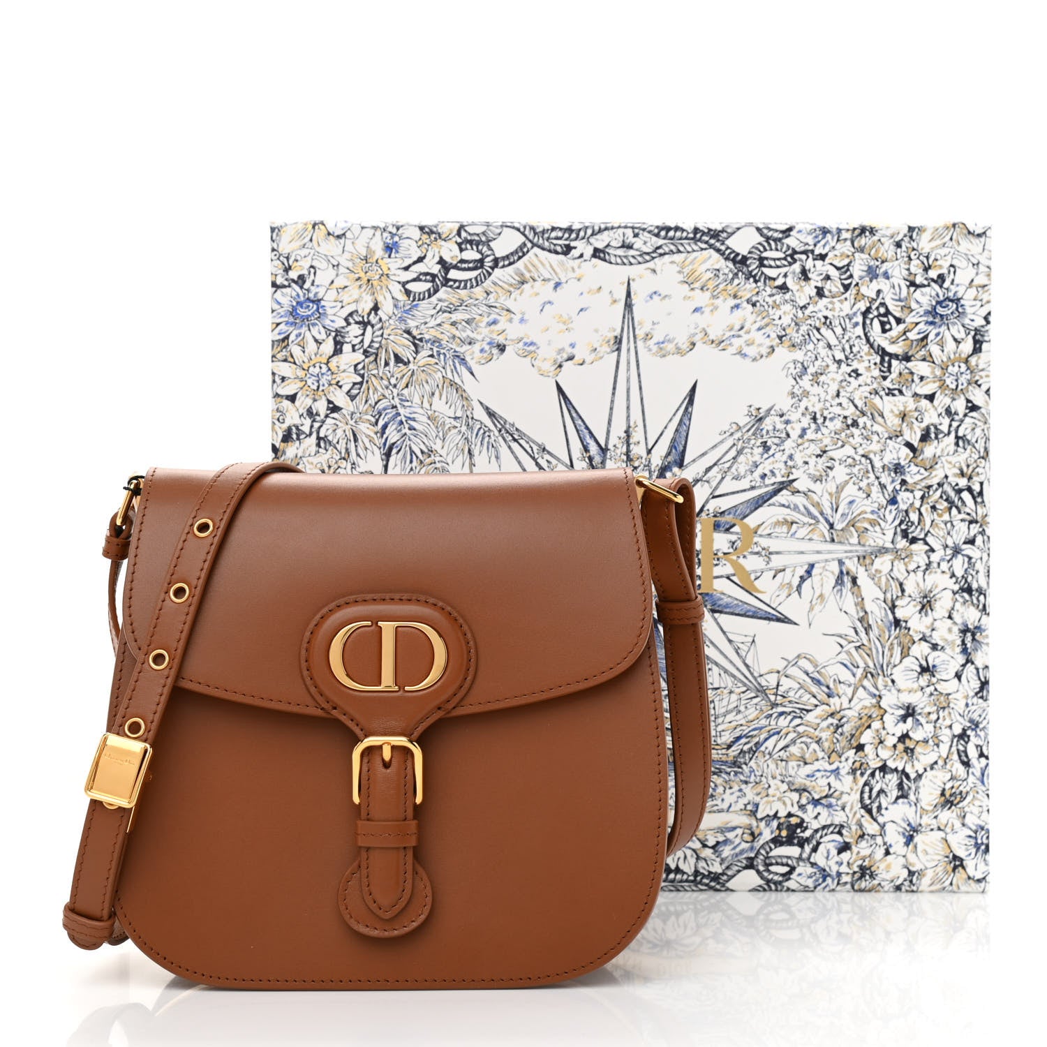 Christian Dior Box Calfskin Medium Bobby Frame Flap Cognac 9 of 9