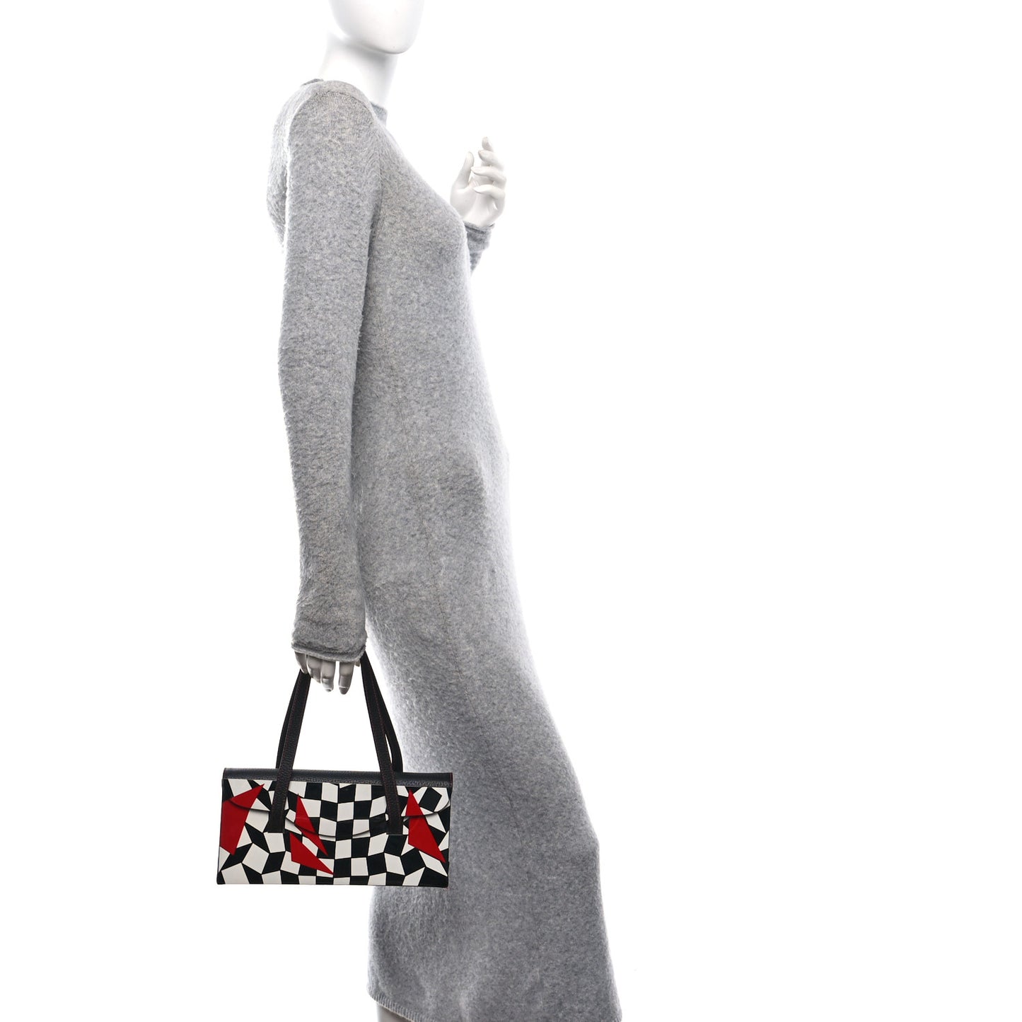 Pigskin Plexiglass Geometric Shoulder Bag Black White Red