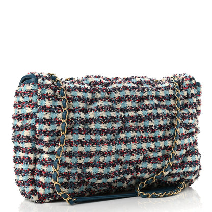 Chanel Lambskin Tweed Maxi Flap Blue Multicolor 2 of 13