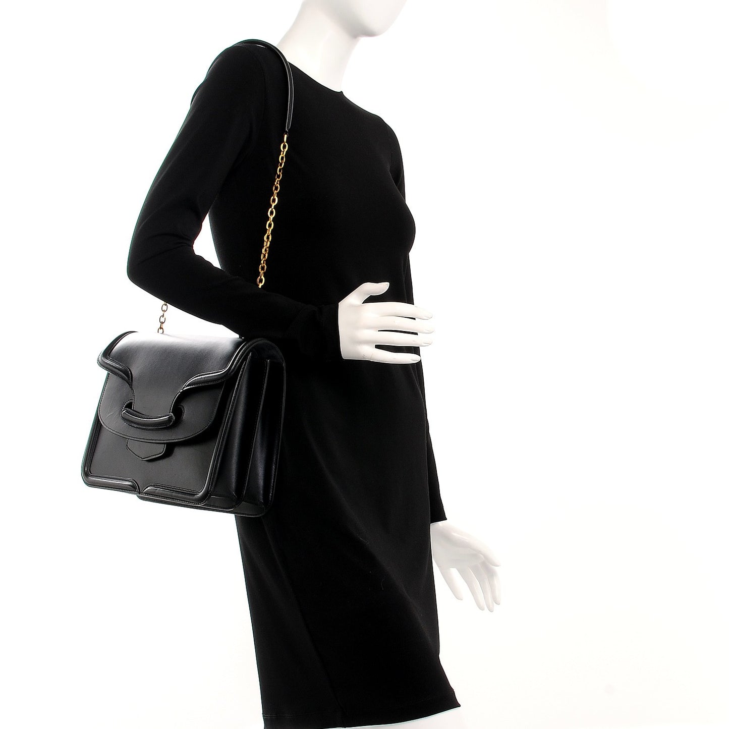 Calfskin Heroine Chain Satchel Black