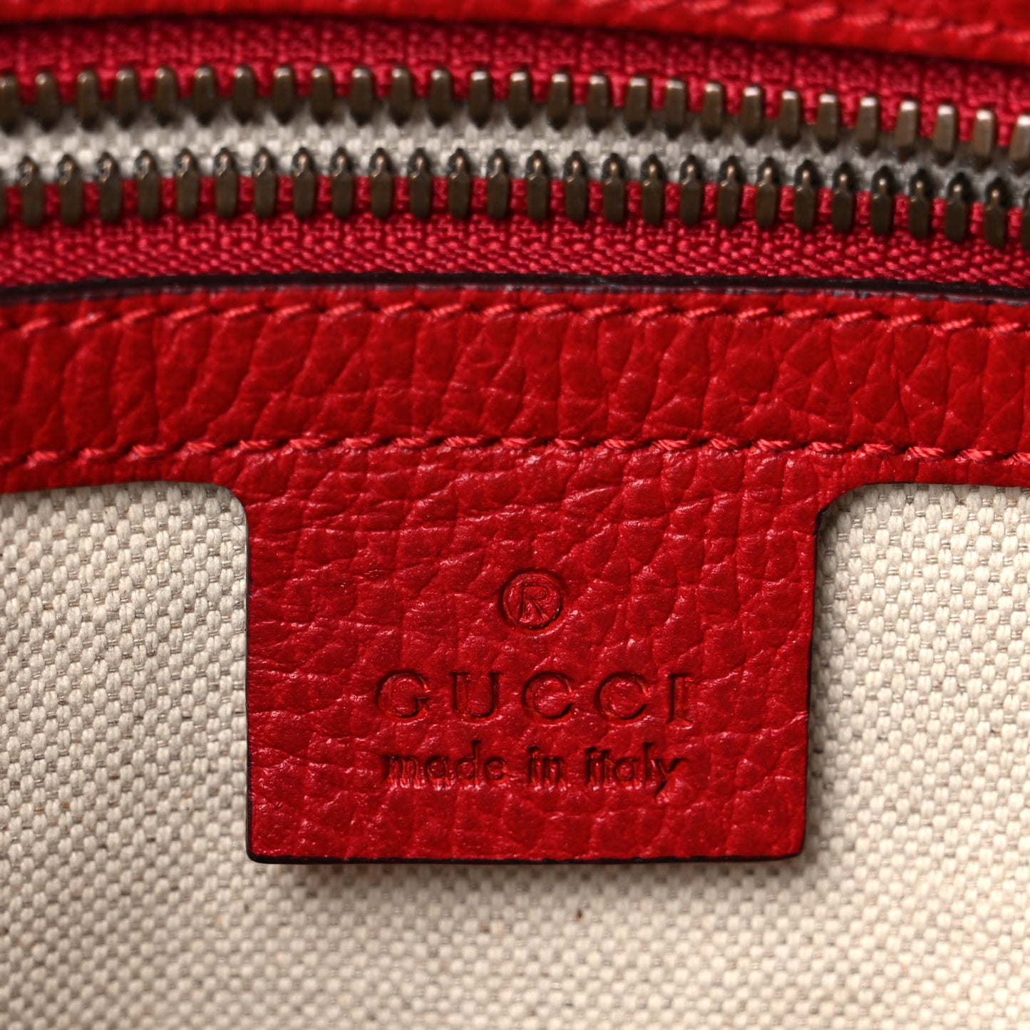 Grained Calfskin Logo Messenger Bag Hibiscus Red