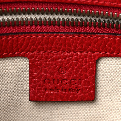 Gucci Grained Calfskin Logo Messenger Bag Hibiscus Red 6 of 13