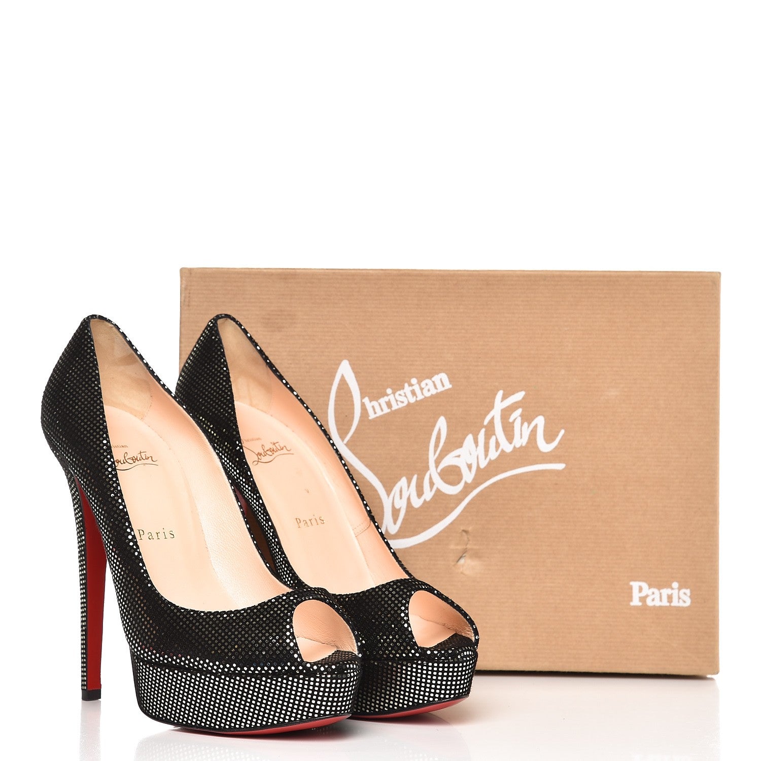 Christian Louboutin Suede Square Banana 140 Pumps 39.5 Platine 10 of 10