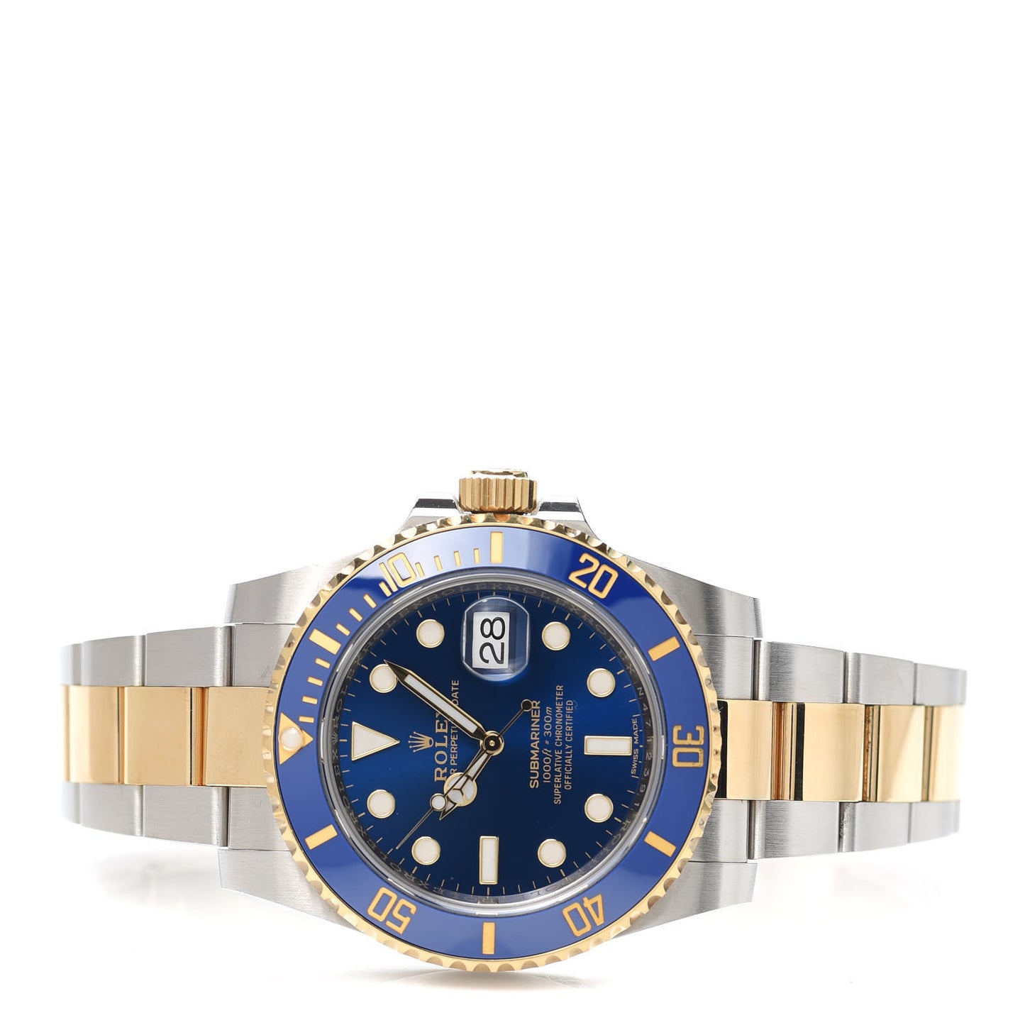 Stainless Steel 18K Yellow Gold 40mm Submariner Date Watch Royal Blue 116613LB