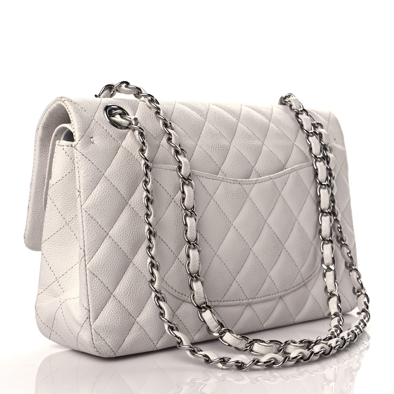 Chanel Caviar Quilted Medium Double Flap White 3 of 18