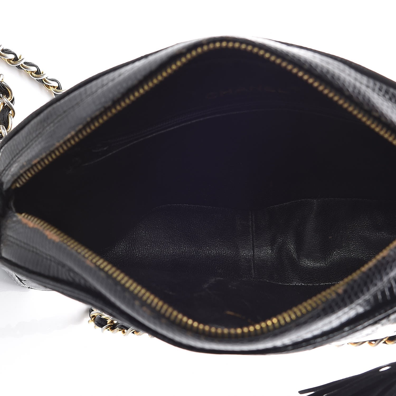 Chanel Lizard Quilted Small Tassel Camera Case Black 7 of 16