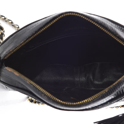 Chanel Lizard Quilted Small Tassel Camera Case Black 7 of 16