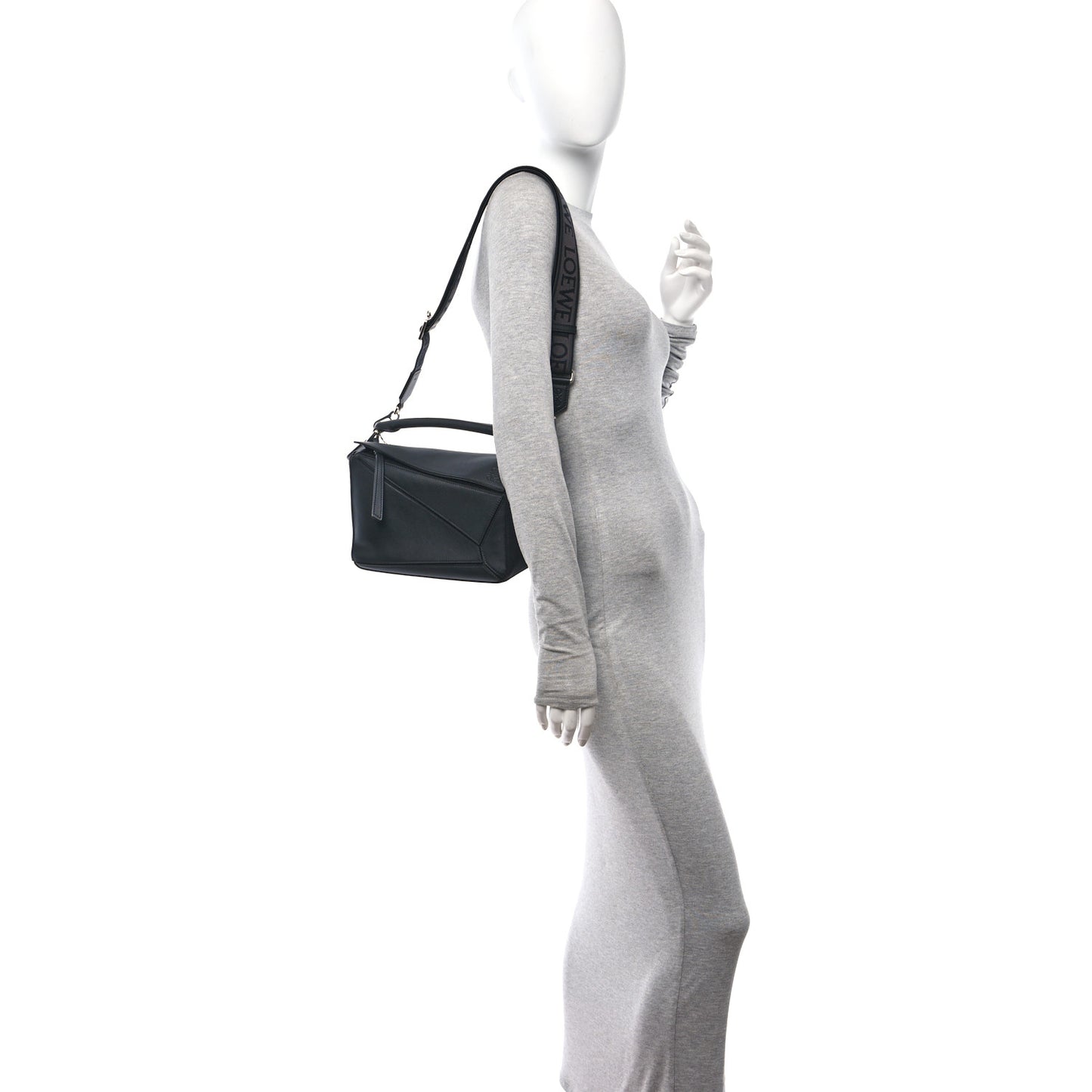 Satin Calfskin Small Puzzle Bag Black