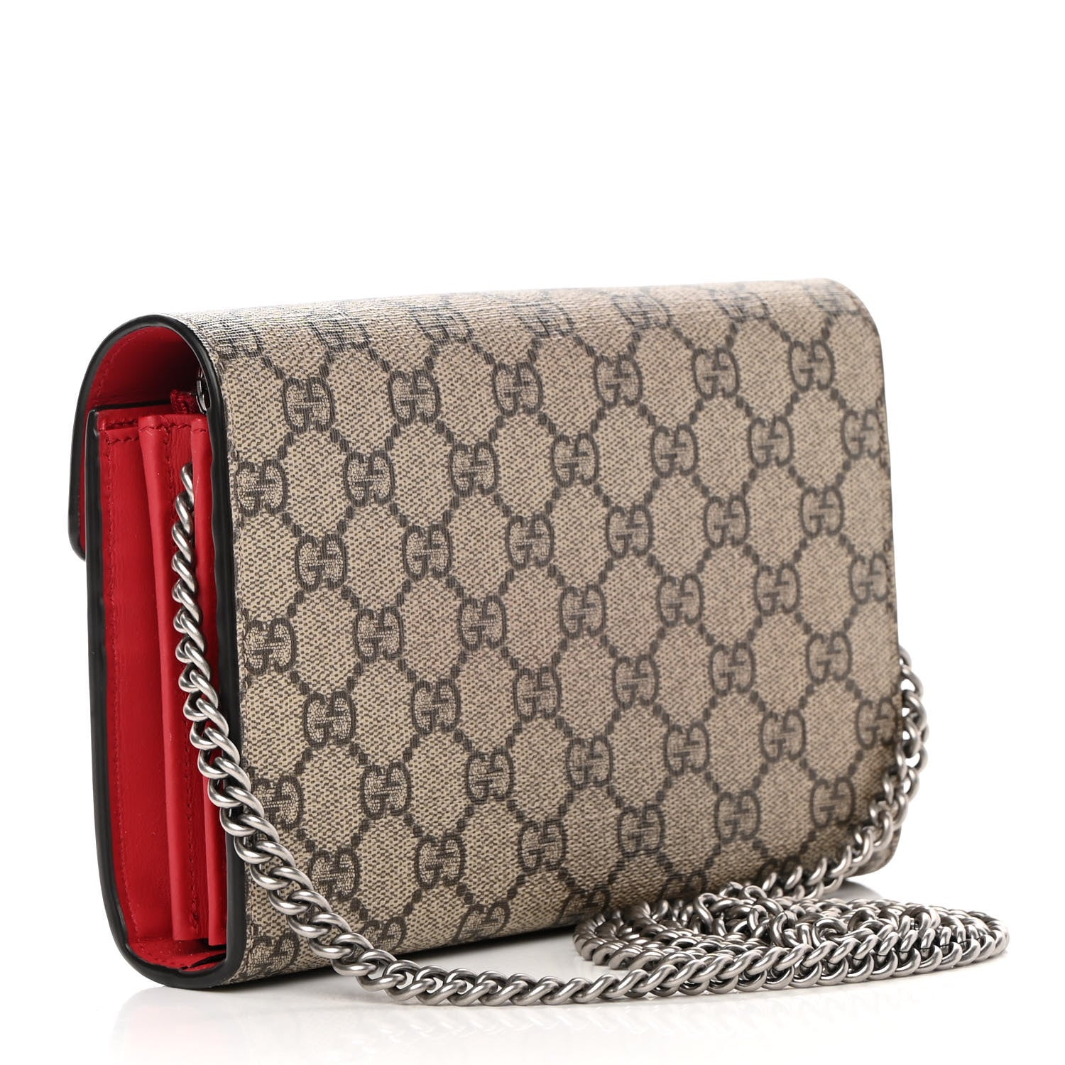 Gucci GG Supreme Monogram Mini Dionysus Chain Wallet Beige Vulcanic Red 3 of 12