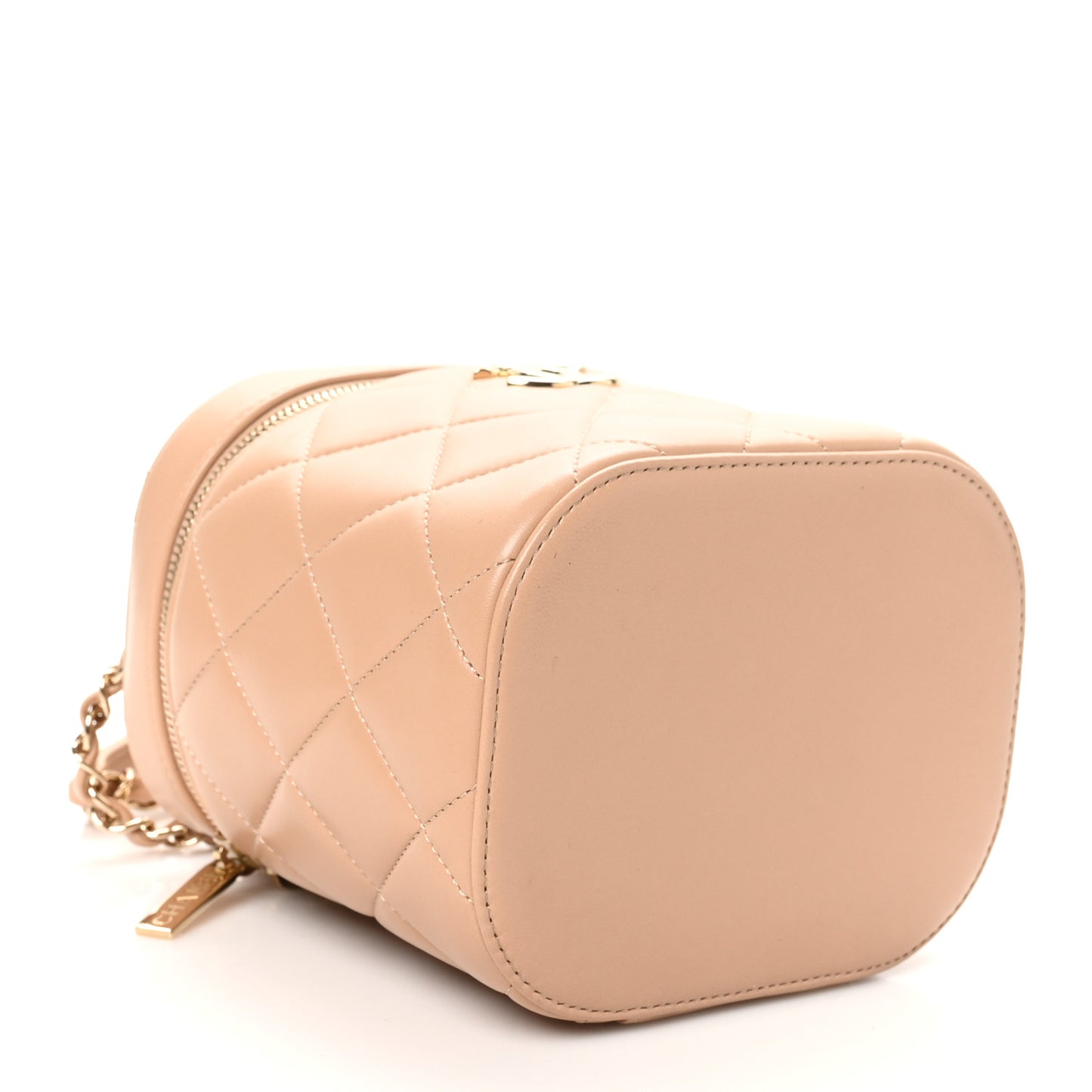 Lambskin Quilted Trendy Vanity Case Beige