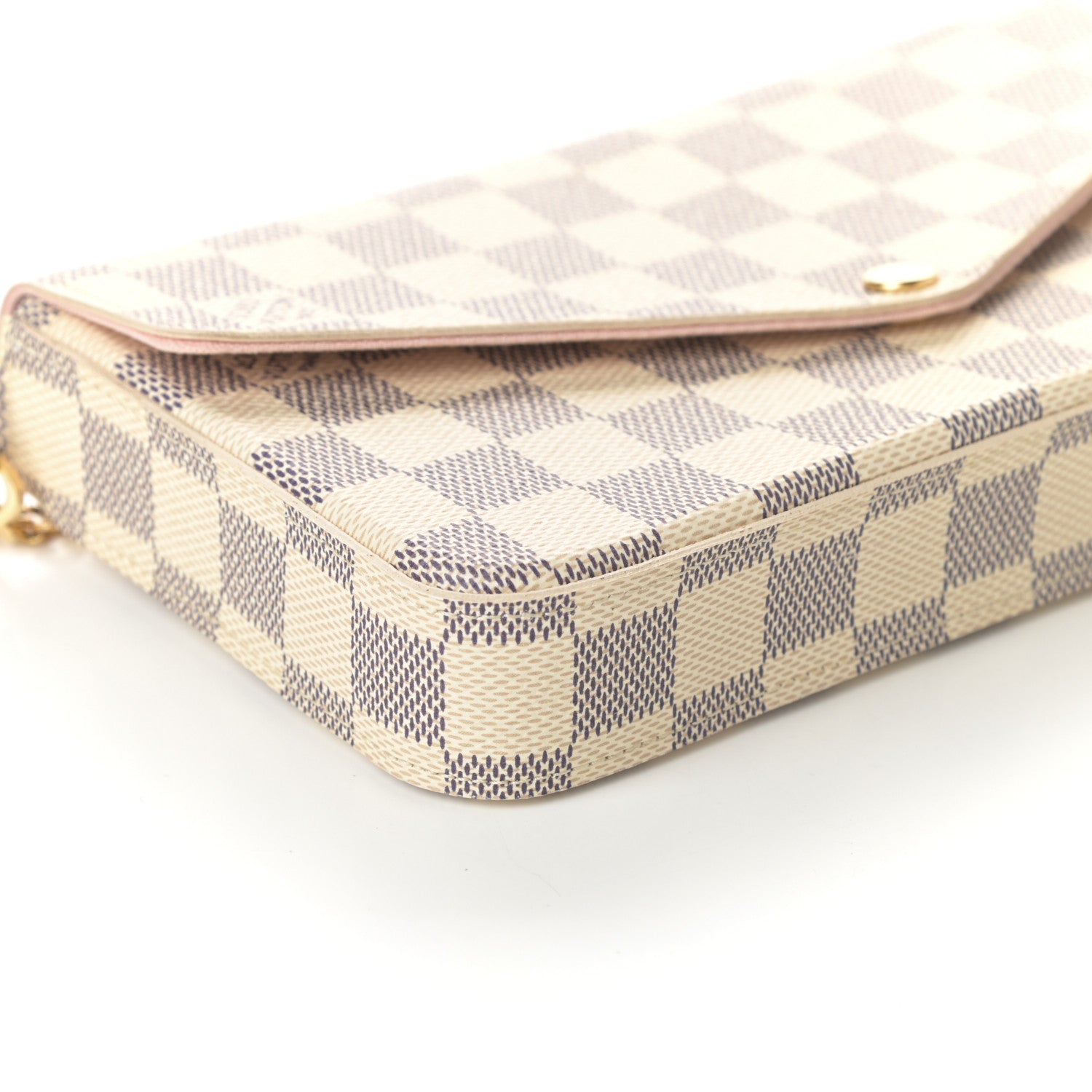 Louis Vuitton Damier Azur Pochette Felicie Chain Wallet Rose Ballerine 8 of 9