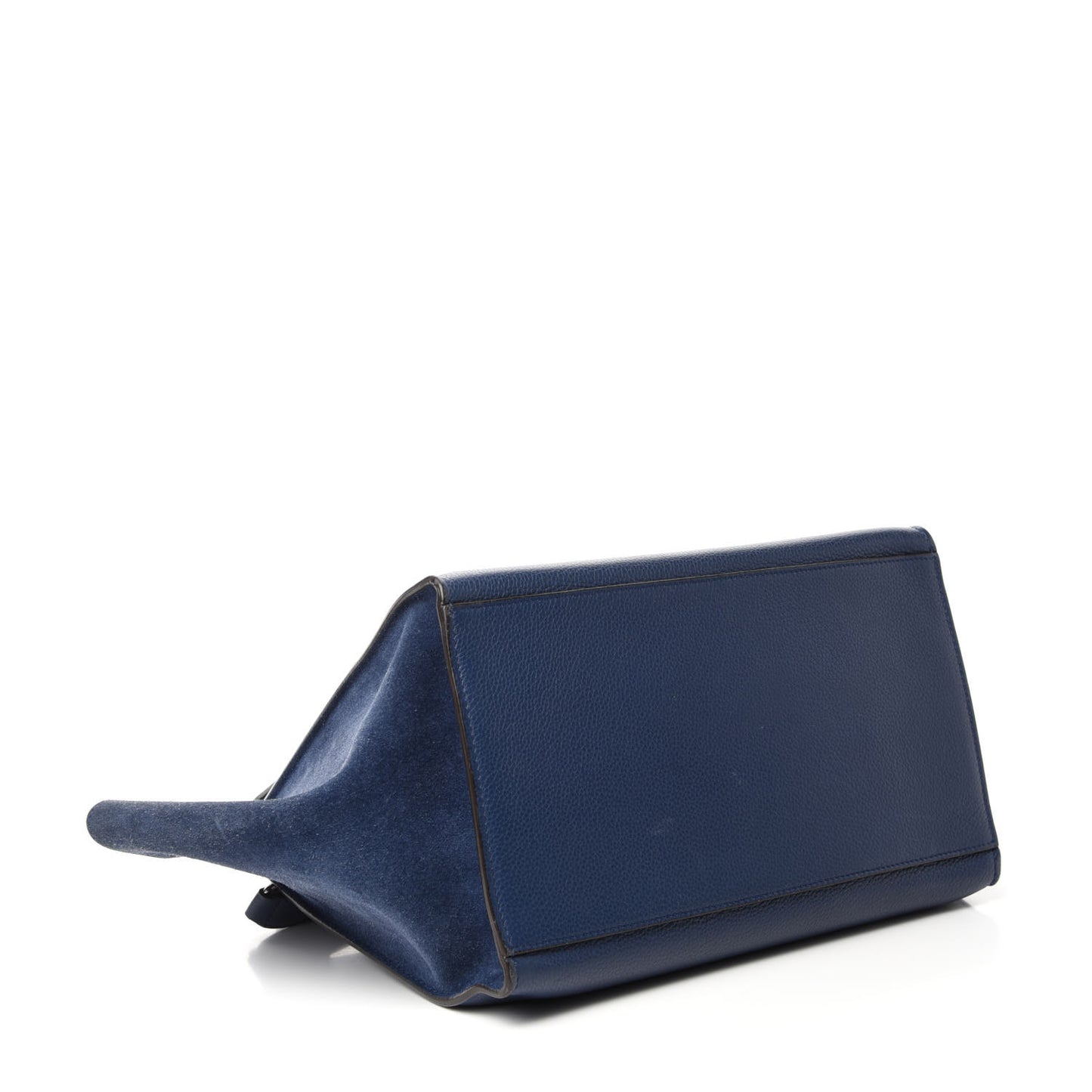 Drummed Calfskin Suede Medium Trapeze Navy