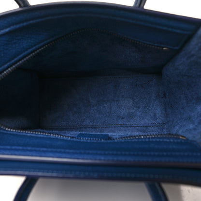 Celine Drummed Calfskin Nano Luggage Indigo 5 of 12